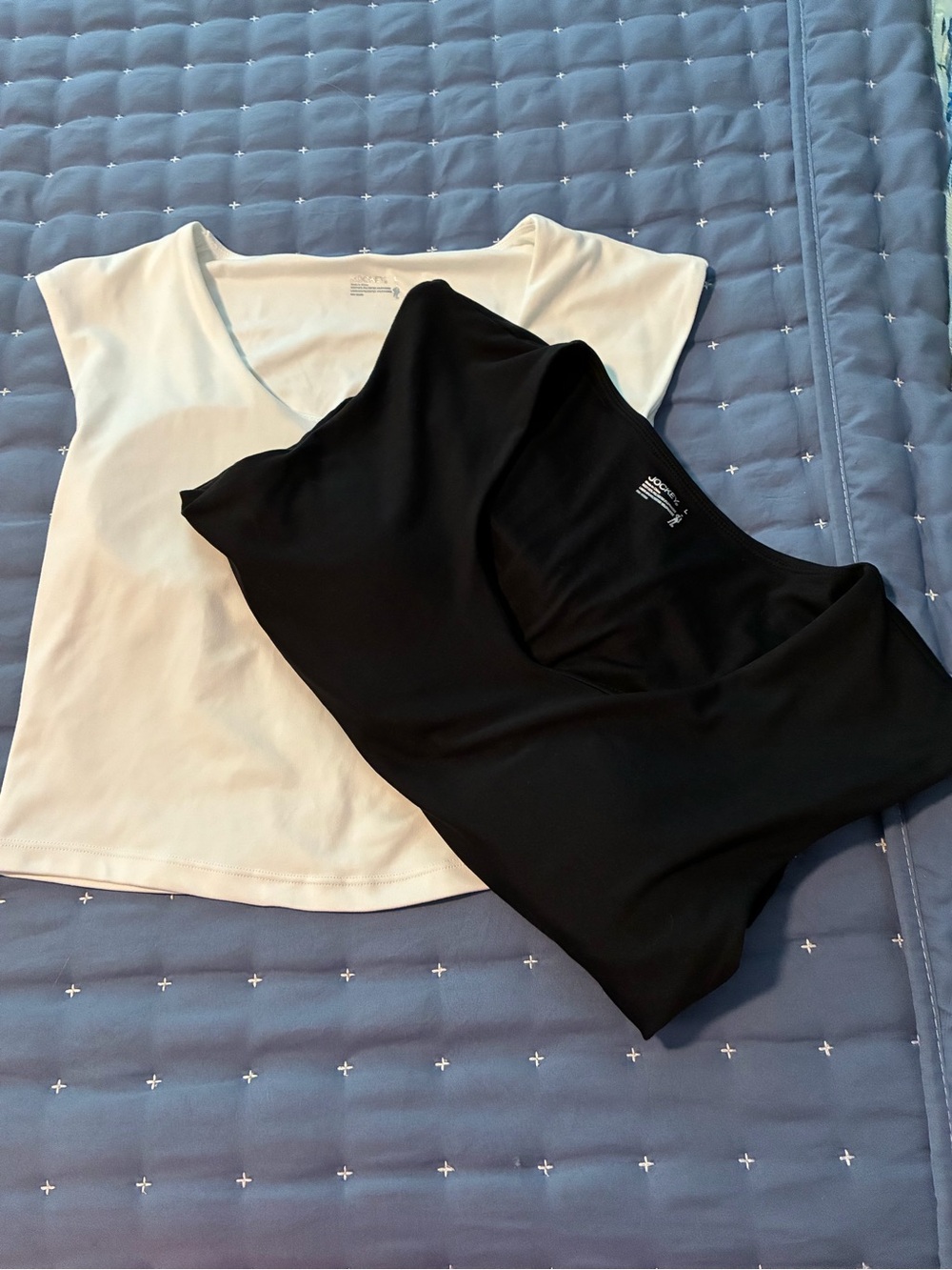Women’s Jockey Cropped Active Wear Tops With Bra Inside- 1 White and 1 Black